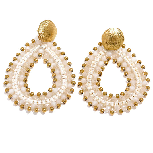 Handmade Beaded  Hoop Earrings
