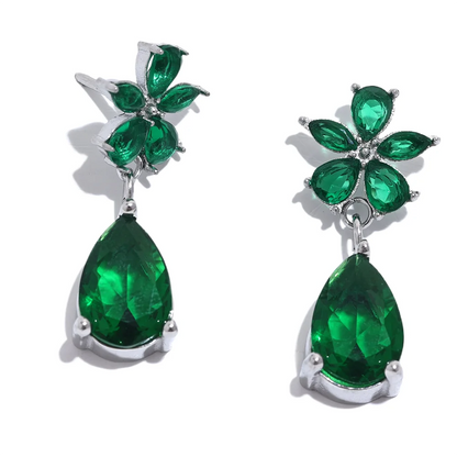 Colorful Zircon Flower Earrings