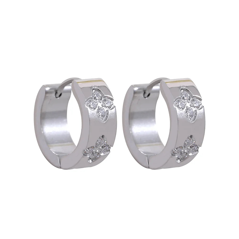 Multi-Color Floral Zircon Hoop Earrings
