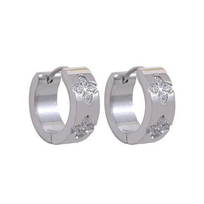 Multi-Color Floral Zircon Hoop Earrings
