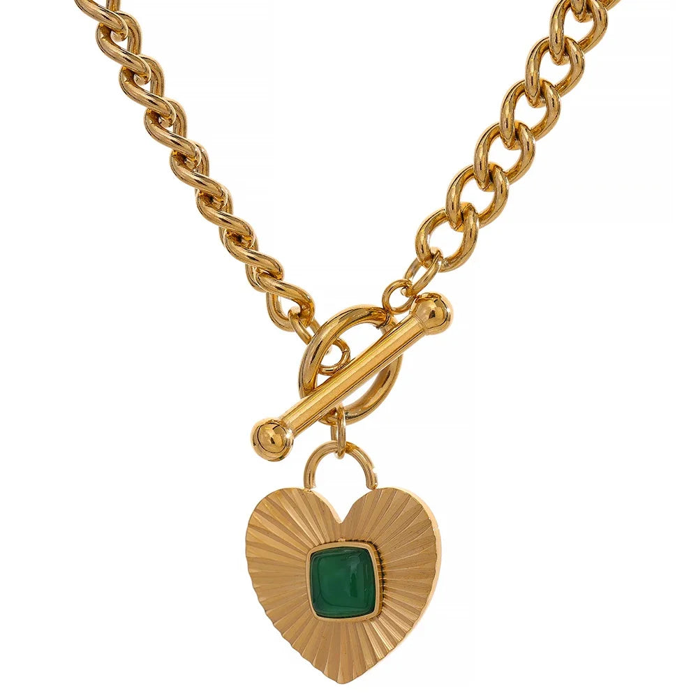 Heart Agate Pendant Necklace