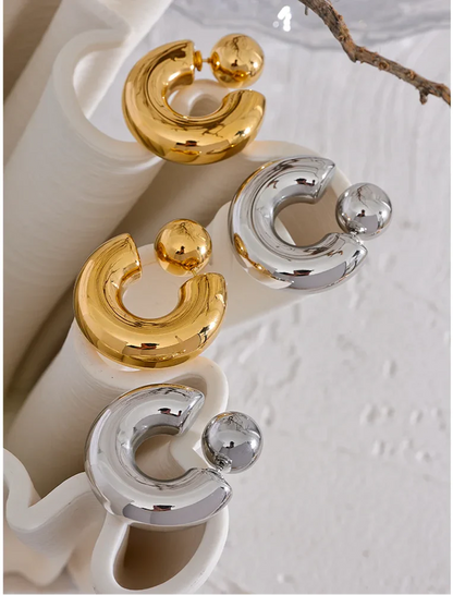 C Shape Round Chunky Earrings