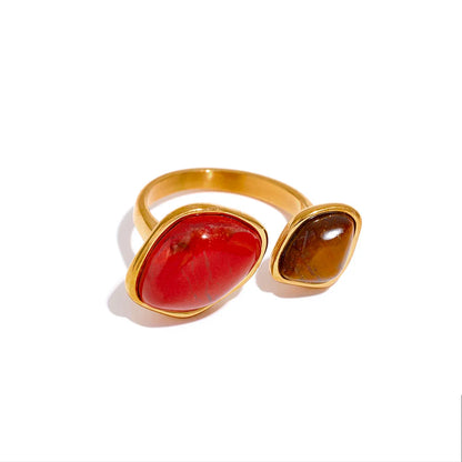 Vintage Natural Stone Geometric Ring