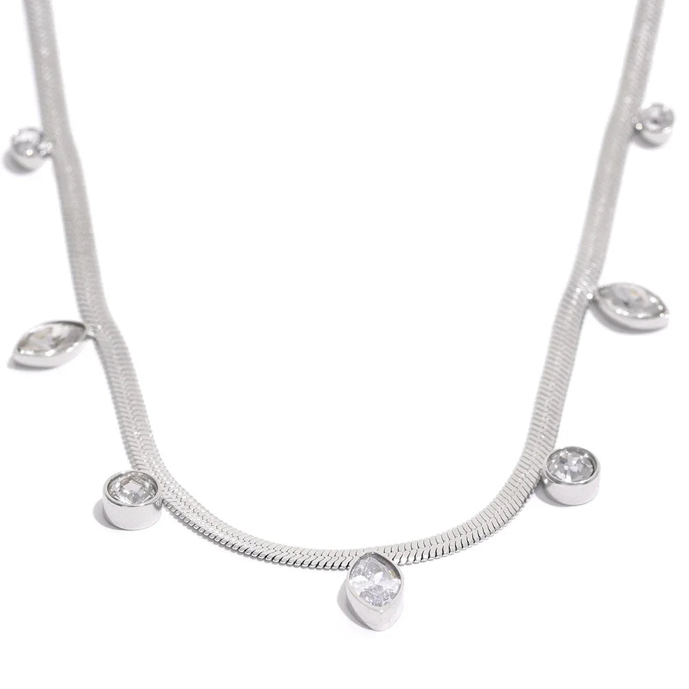Flat Snake Chain CZ Necklace