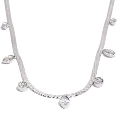 Flat Snake Chain CZ Necklace