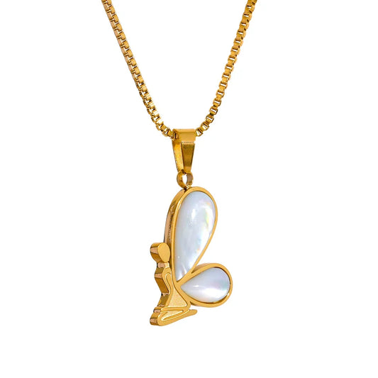 Golden Butterfly Shell Necklace
