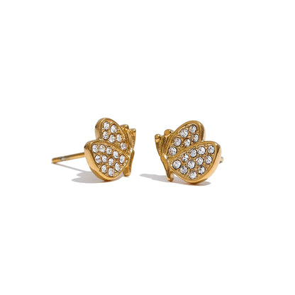 Mini Butterfly Zirconia Stud Earrings