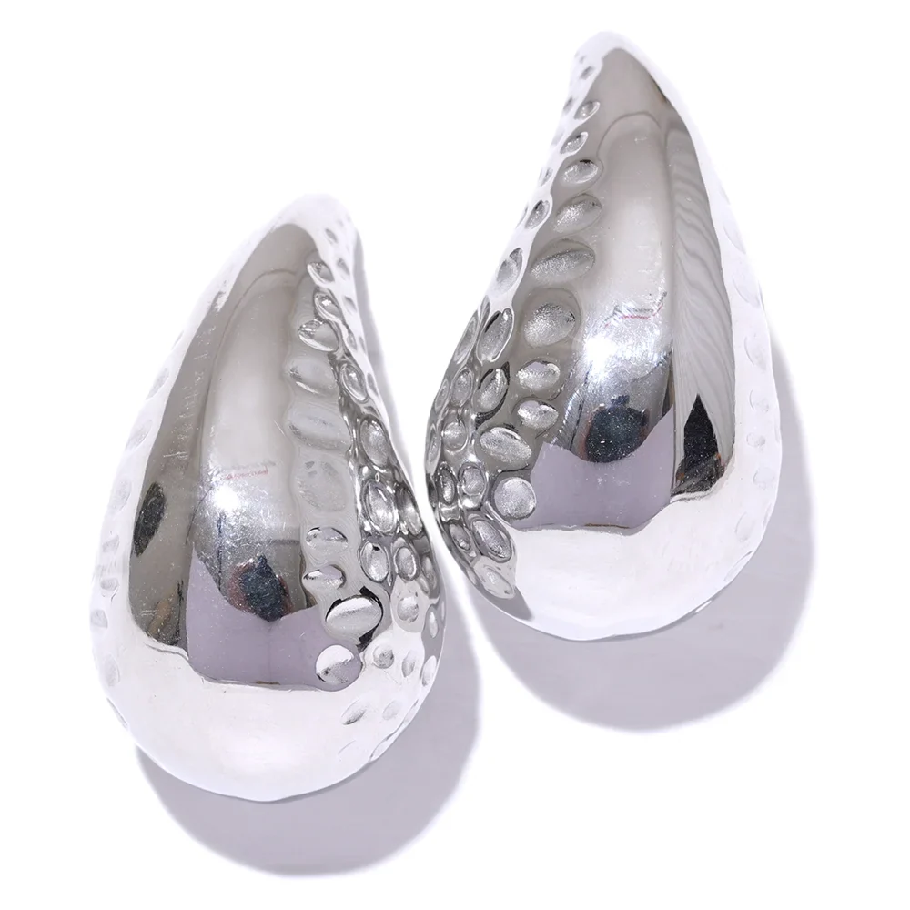 Hammer Water Drop Stud Earrings