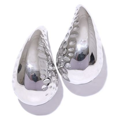 Hammer Water Drop Stud Earrings