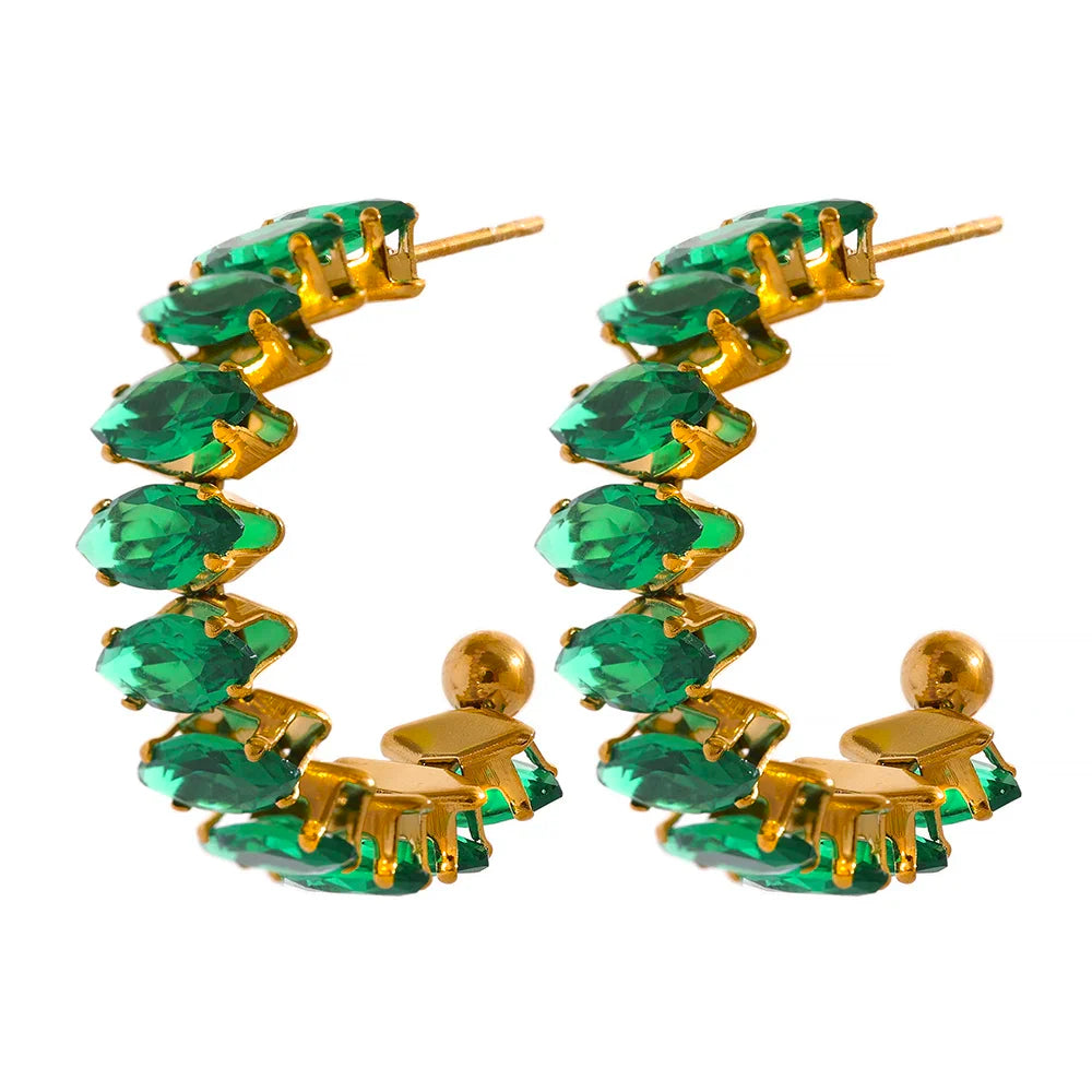 Colorful Zirconia Hoop Earrings