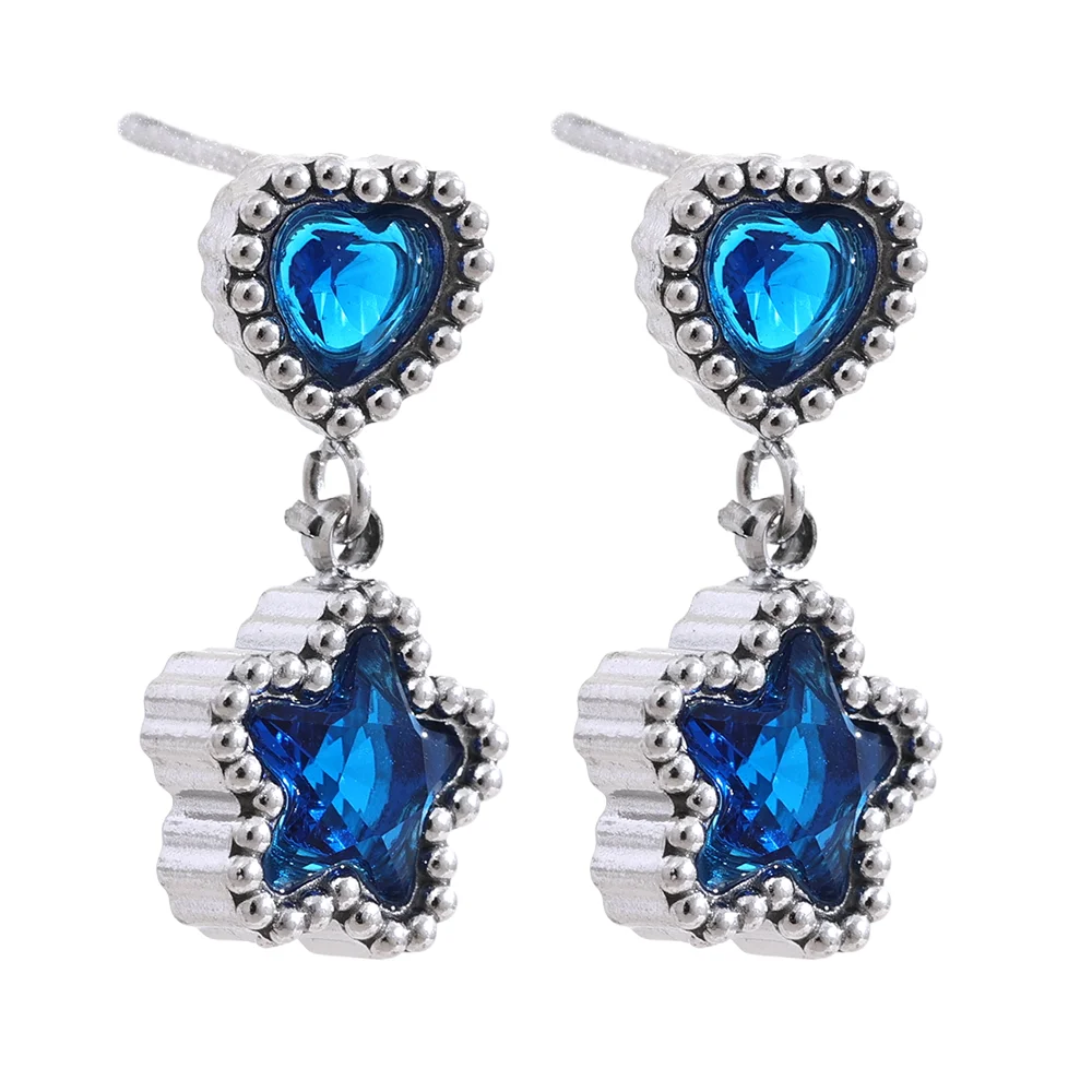 Heart Star Zircon Drop Earrings