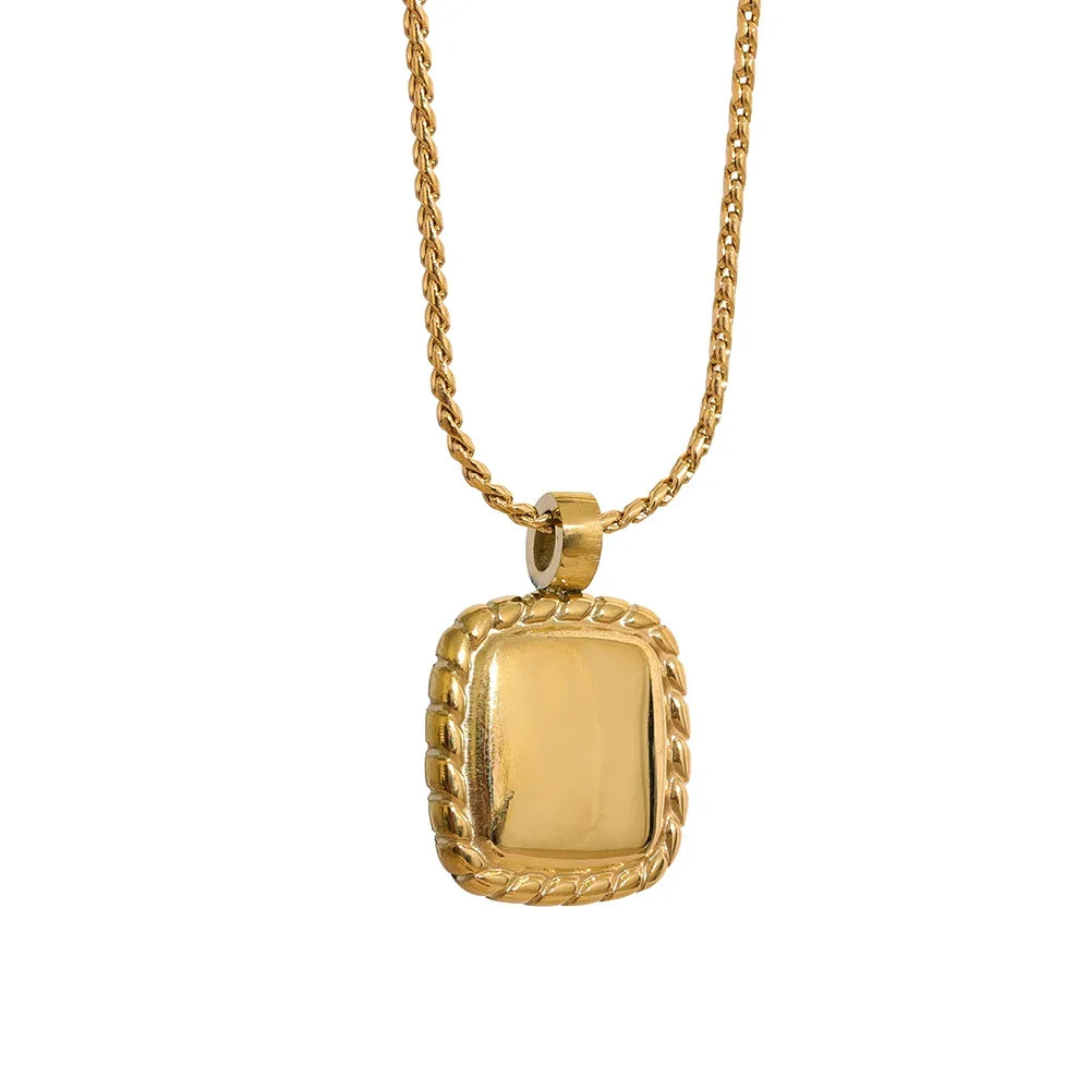Gold Square Pendant Necklace