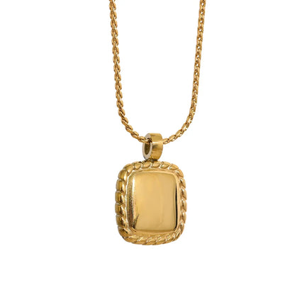 Gold Square Pendant Necklace