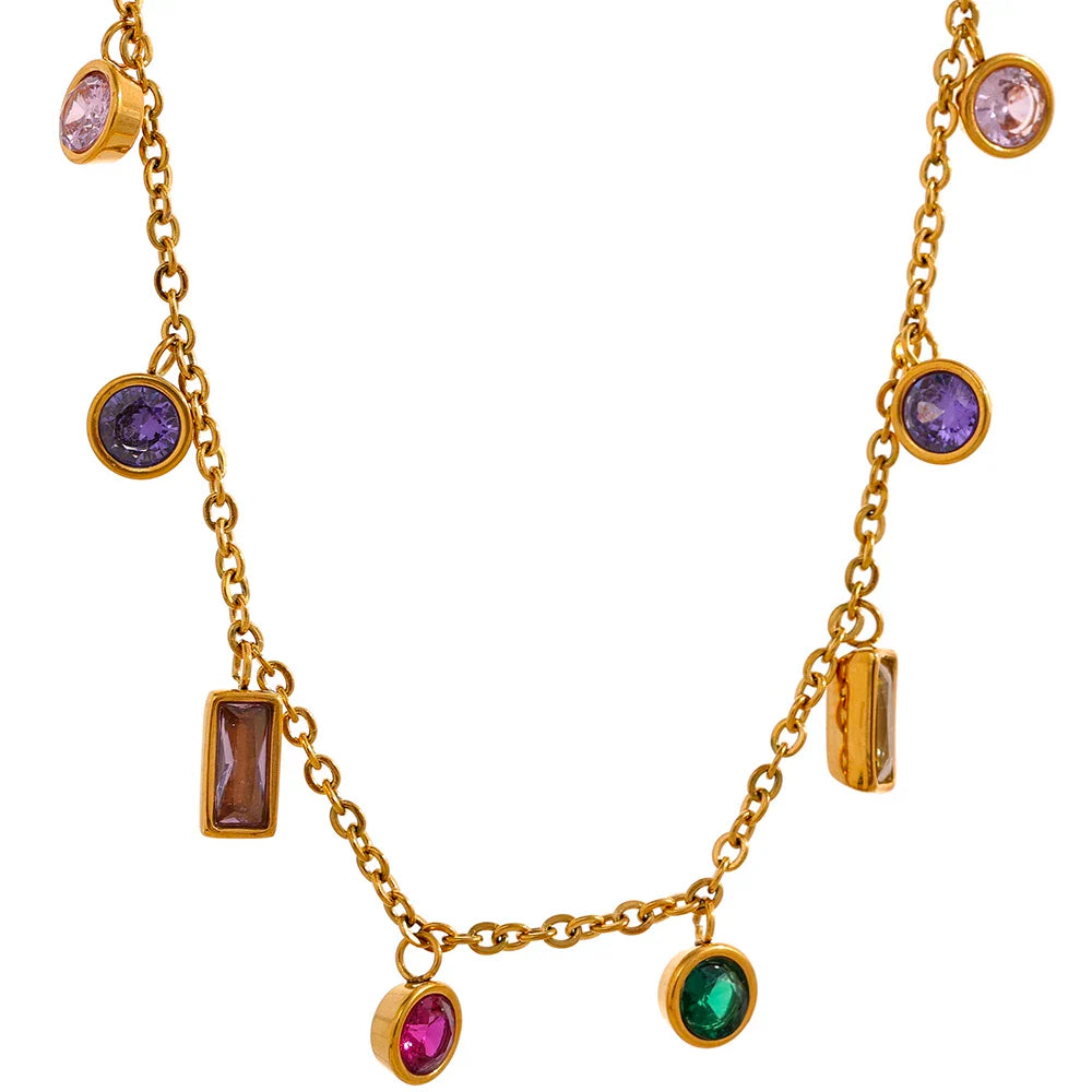 Colorful CZ Necklace Bracelet Set