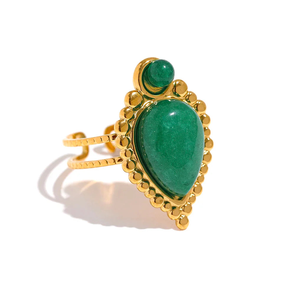 Vintage Natural Stone Artificial Agate  Open Ring