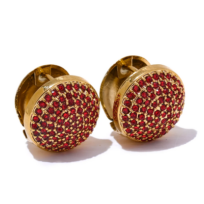 Multi-Color Zircon Hollow Hoop Earrings