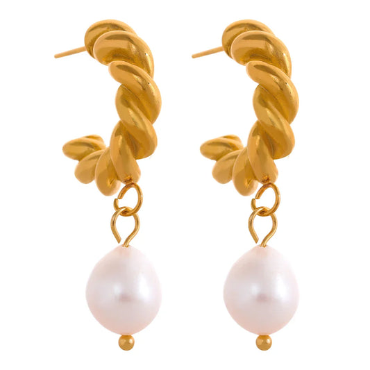 Twisted Pearl Drop Earrings