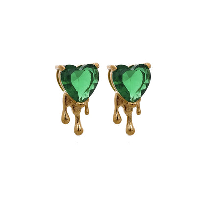 Cubic Zirconia Heart Stud Earrings