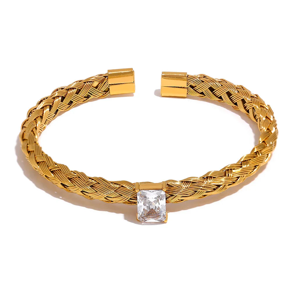 18K Gold Mesh Bangle Bracelet