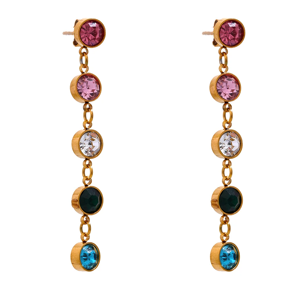 Colorful CZ Drop Earrings
