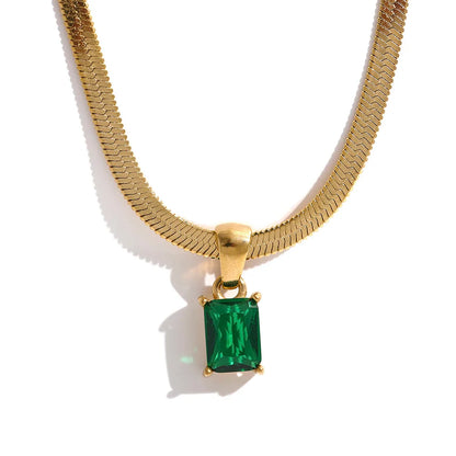 Geometric Square CZ Drop Necklace