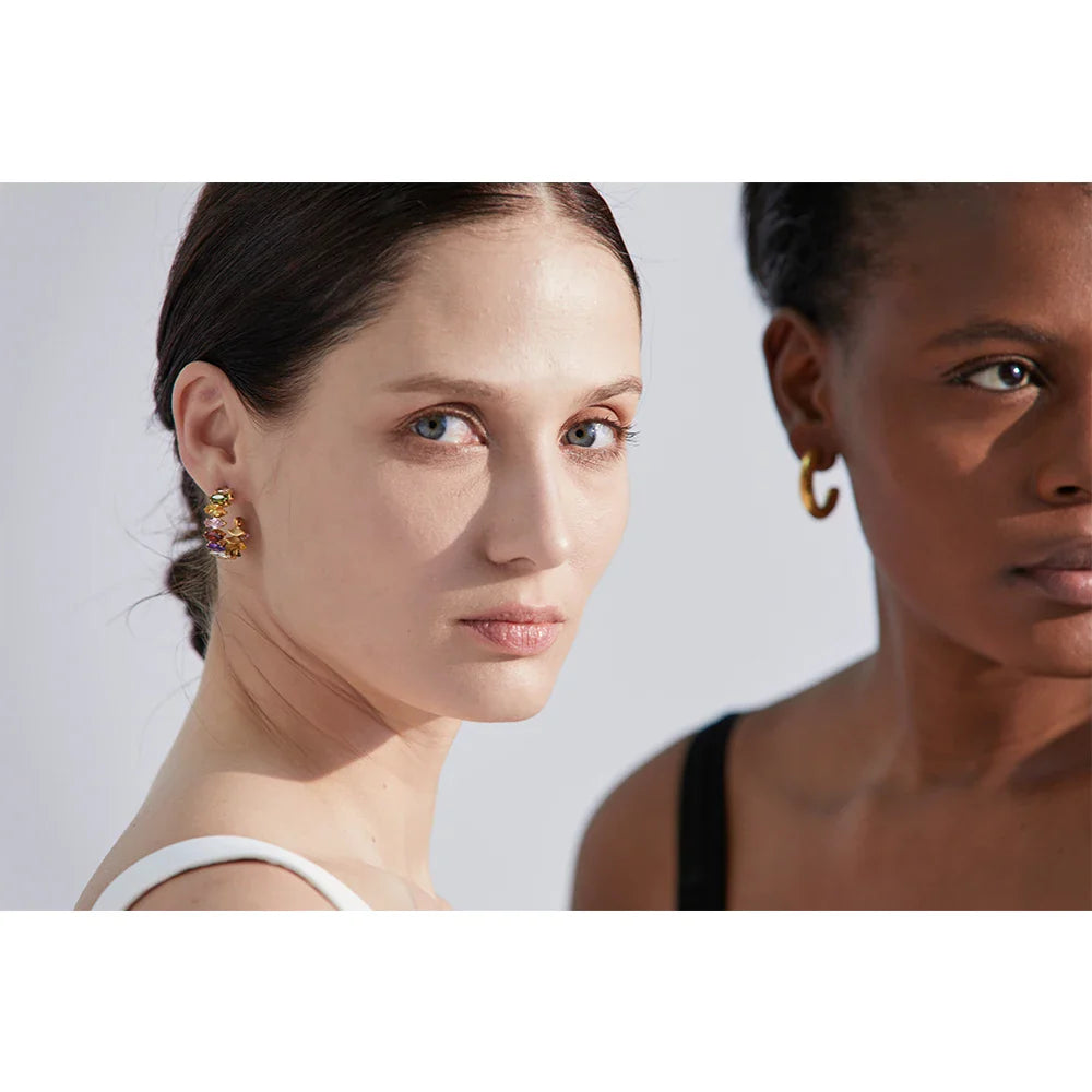 Colorful Zirconia Hoop Earrings