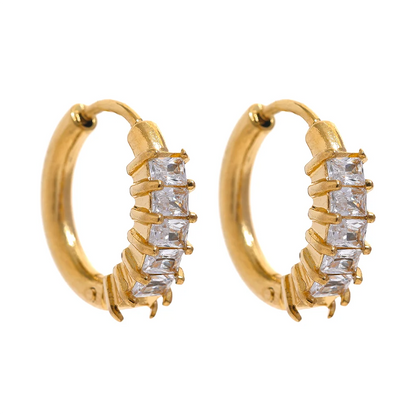 Rainbow Zirconia Hoop Earrings