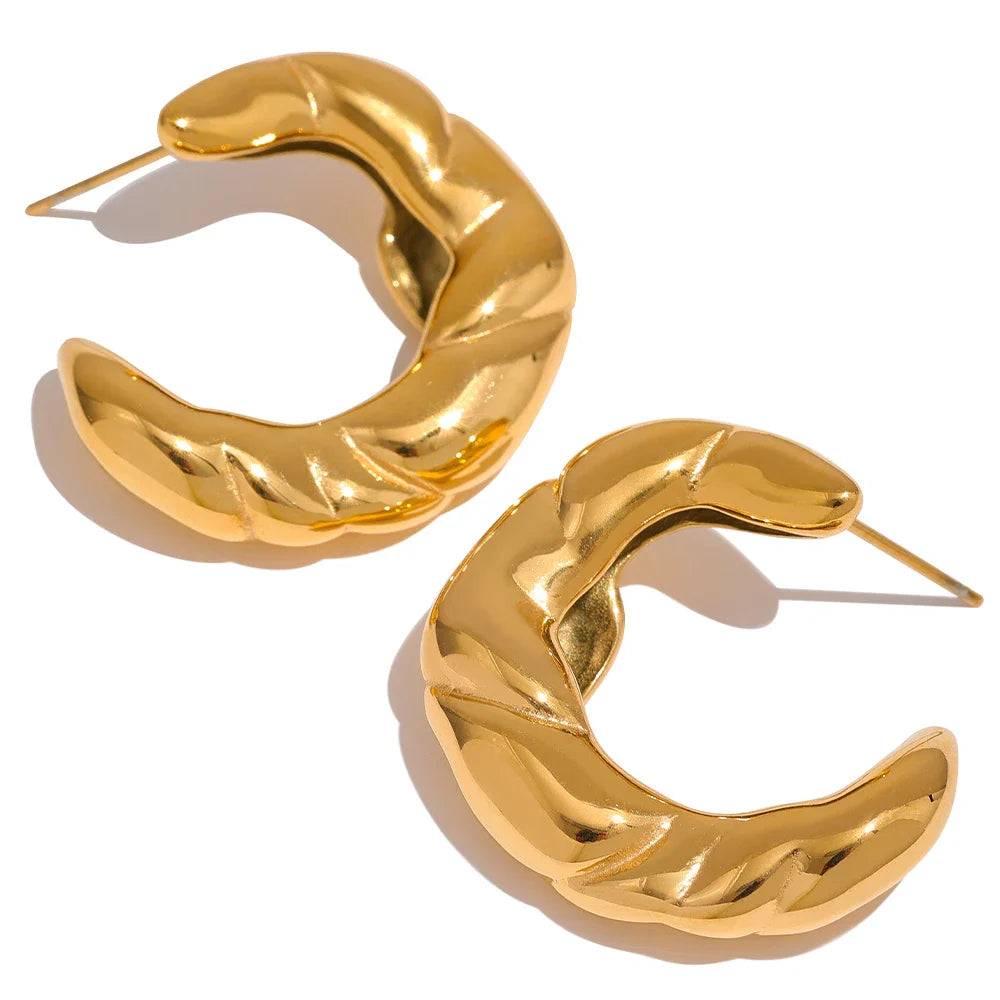 Minimalist Geometric Statement Golden Hoop Earrings