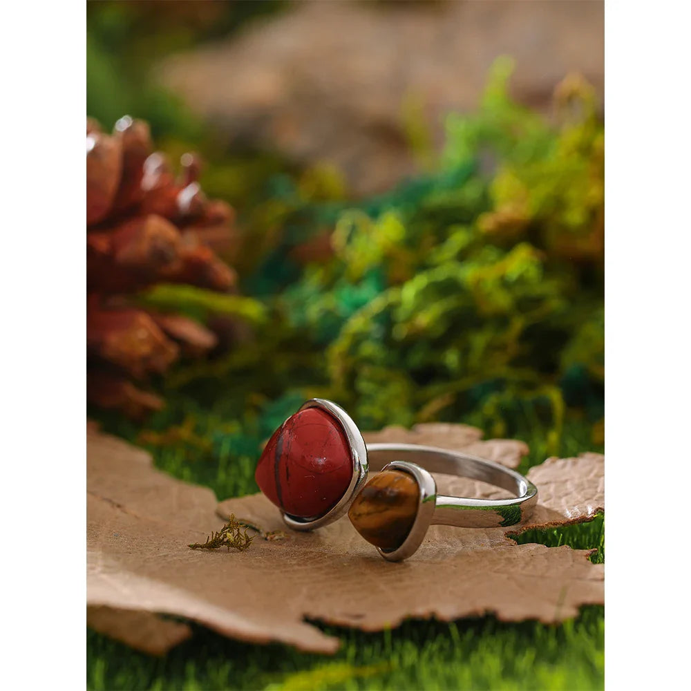 Vintage Natural Stone Geometric Ring