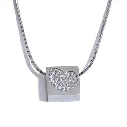 Square Heart Zircon Pendant Necklace
