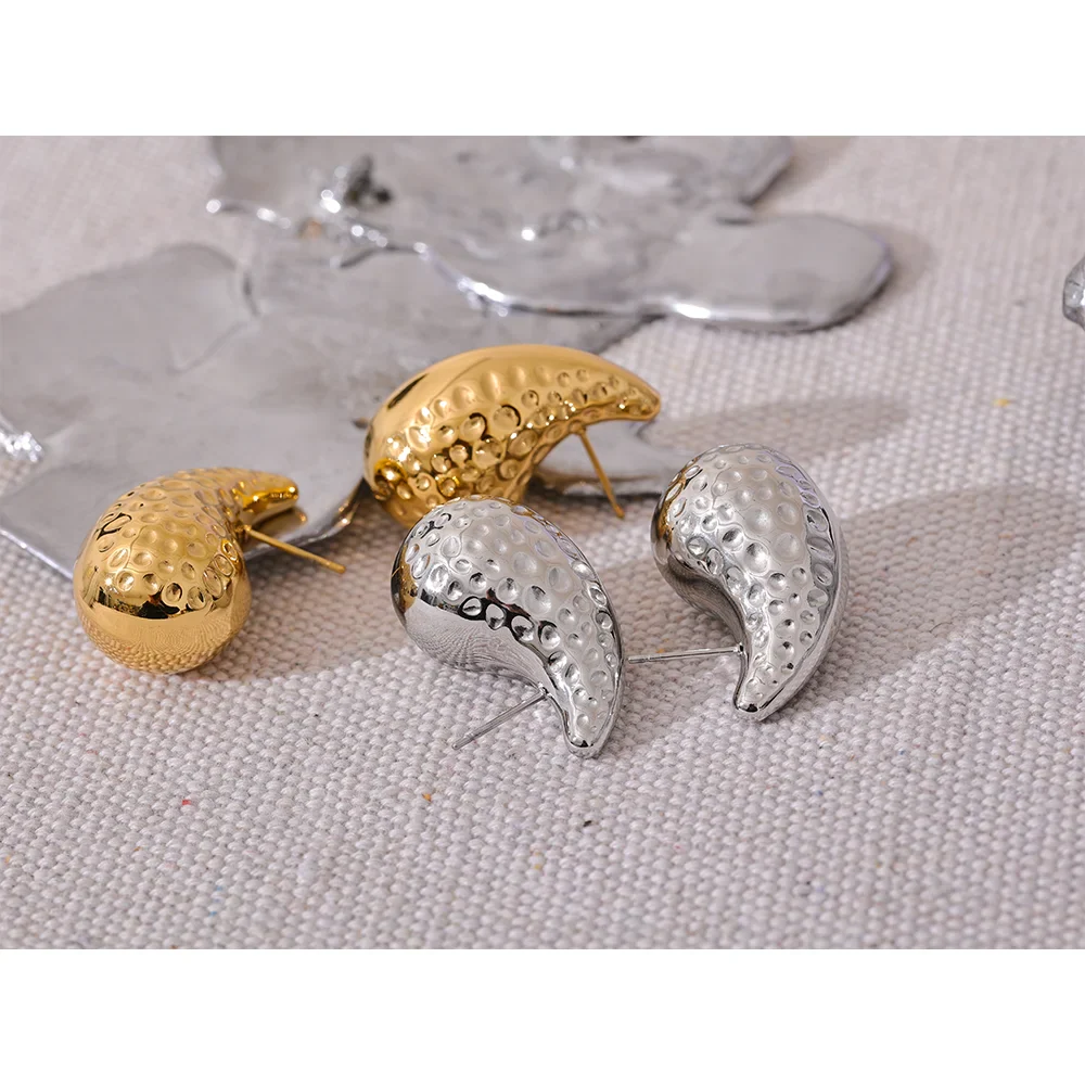 Hammer Water Drop Stud Earrings