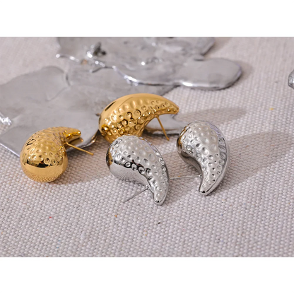 Hammer Water Drop Stud Earrings