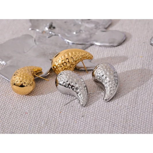 Hammer Water Drop Stud Earrings