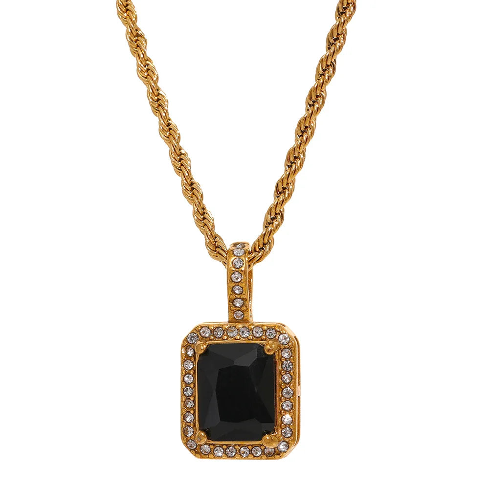 CZ Square Pendant Necklace
