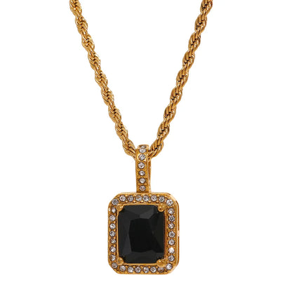 CZ Square Pendant Necklace