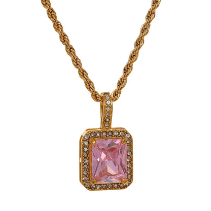 CZ Square Pendant Necklace