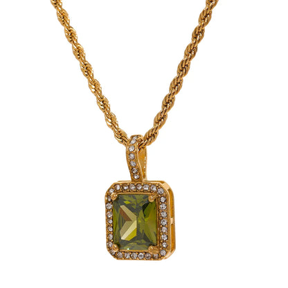 CZ Square Pendant Necklace