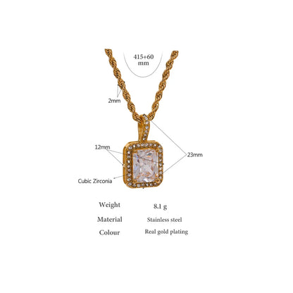 CZ Square Pendant Necklace